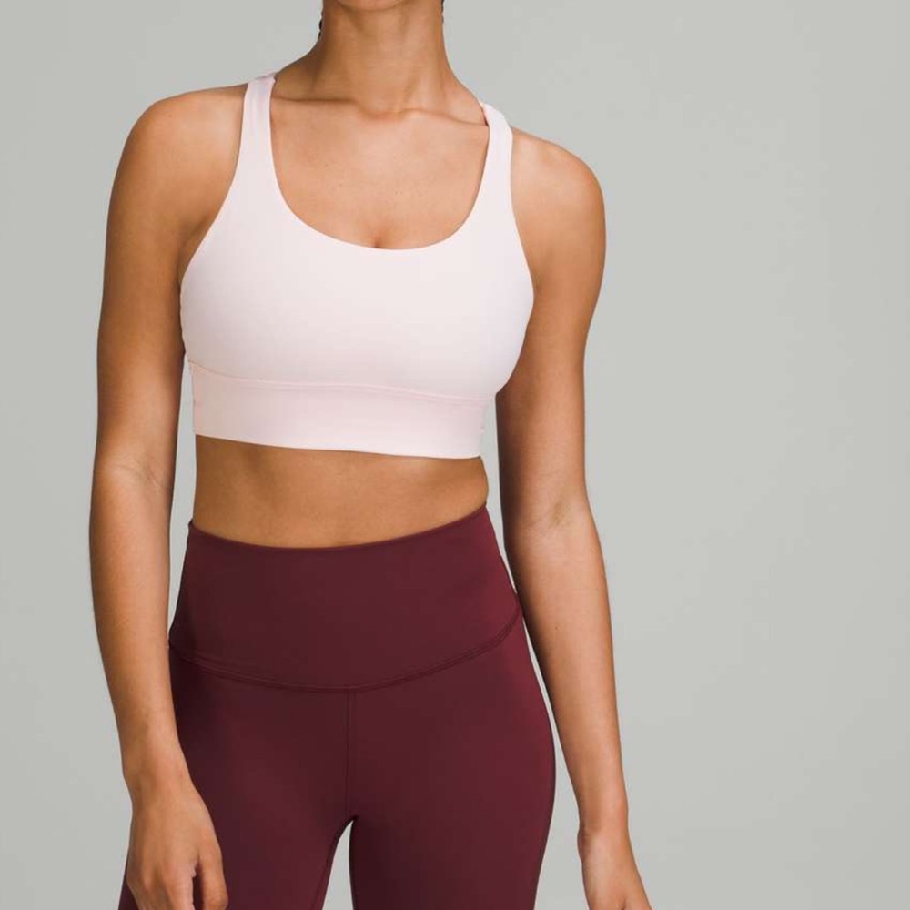 Lululemon Energy Longline Bra Medium Support in Strawberry Milkshake, Size 4